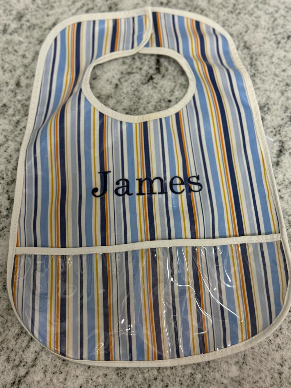 NEW! Personalized Striped Baby Bib - James